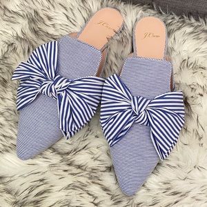 NWOT J. Crew Marina Bow slide mules Size 10